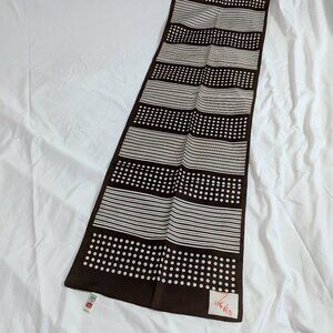 glentex scarf vintage stripe spot brown italy John Weitz 44" x 13" geometric